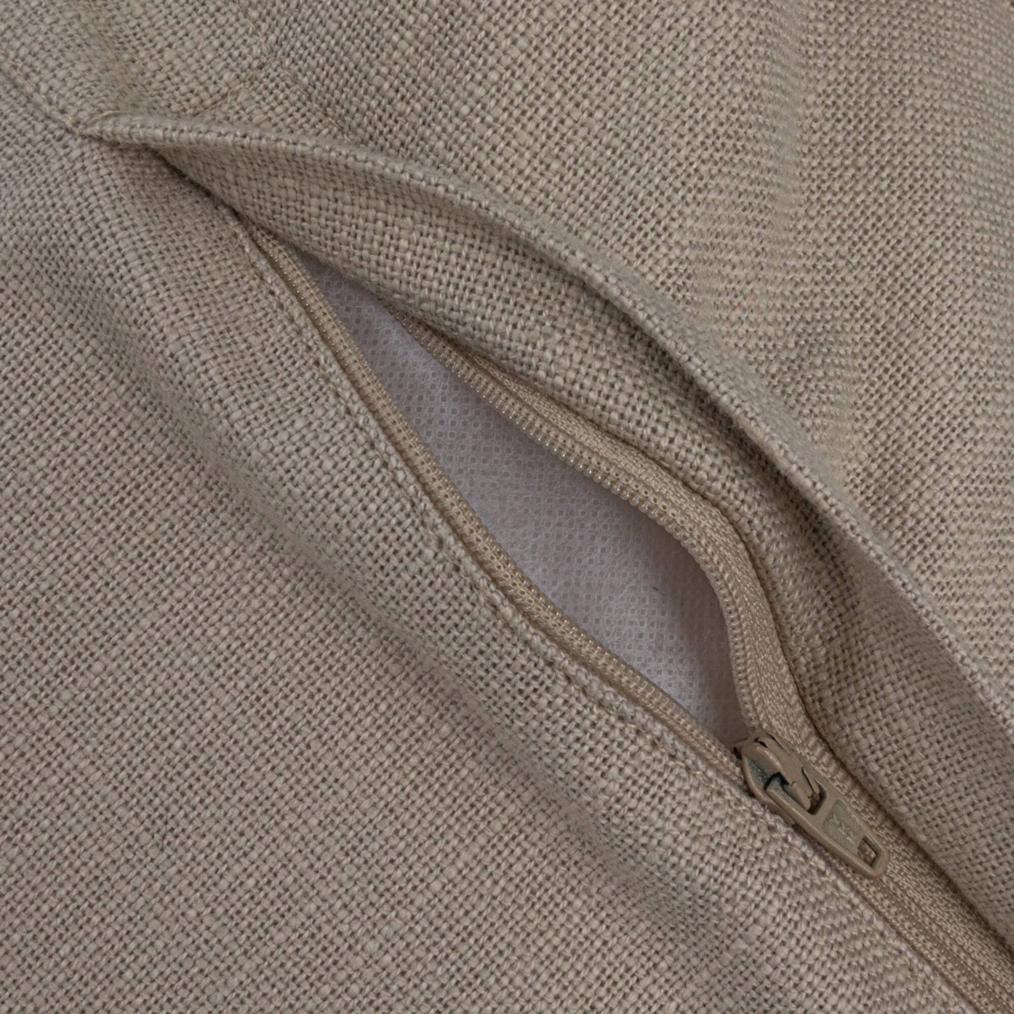 Hello Honey® 20" Cream & Brown Striped Woven Linen Fringed Pillow
